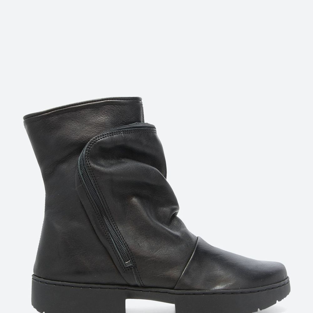 Trippen Sport Clutch Black Leather Ankle Boots Women's 10 German Handcrafted